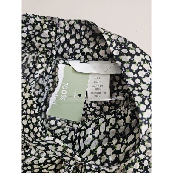 H&M ~Woman Size L~ Multicolor Floral Print Blouse Boho Sheer Long Sleeve NWOT. - Picture 2 of 10